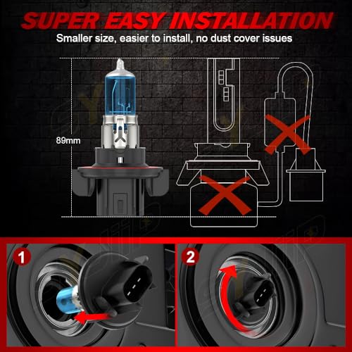 Image of Headlight Bulbs Compatible for Dodge Dakota Headlights 2005 2006 2007 2008 2009, H13 9008 High Low Beam Halogen Headlamp Combo 9145 Fog Light, 6000K Bright White, Pack of 4