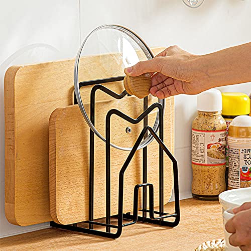 LINFIDITE Schneidebrett-Rack,Schneidebrett-Organiser Ständer Halter Topfpfannendeckel-Halter für Küchenarbeitsplatte Schwarz Cover