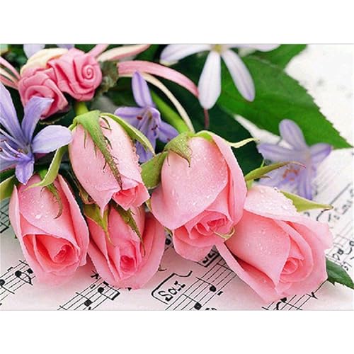 Peinture diamant fleur de rose rose 5D DIY grand format 100x150cm pour decoration murale