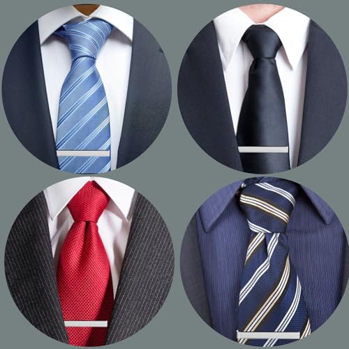 3 Pack Tie Clips for Men, 2.2Inch Tie Bar, Silver Tie Pin, Classic Business Men's Skinny Tie Clips for Wedding Dad Boyfriend Husband Anniversary Men Tie Accessories Gift2