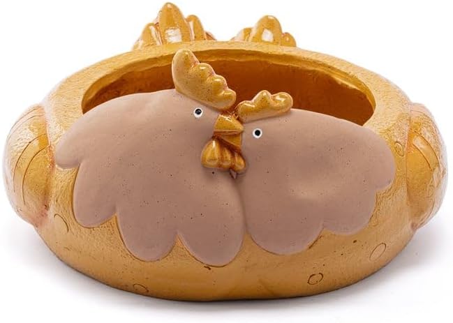 Napco Imports Plump Bird 6.5 x 14 Inch Golden Yellow and Tan Resin Indoor Outdoor Planter Pot with Drain Hole and Hard Liner