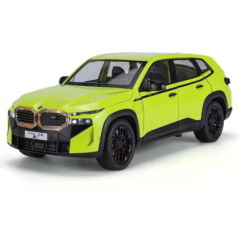 Image of Invite Enterprise 1:24 B.M.W XM SUV Model Car Zinc Alloy Pull Back Toy Diecast Toy Cars with Openable Doors, Sound and Light for Kids Boy Girl Gift(Yellowish Green Color)