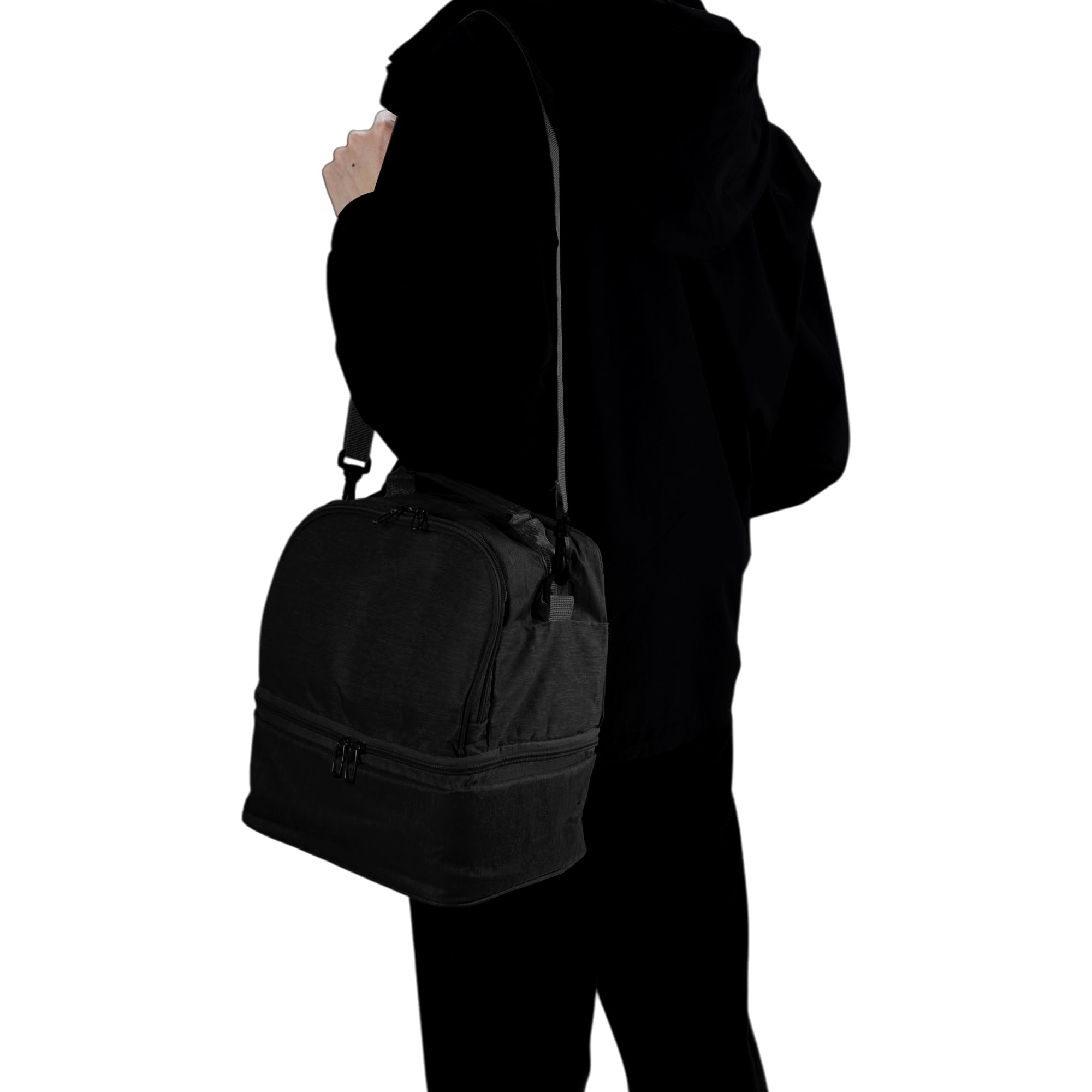 Mittagessen Tasche Schwarz 1 Stk Für Büro Isolierte Zwei Fächer