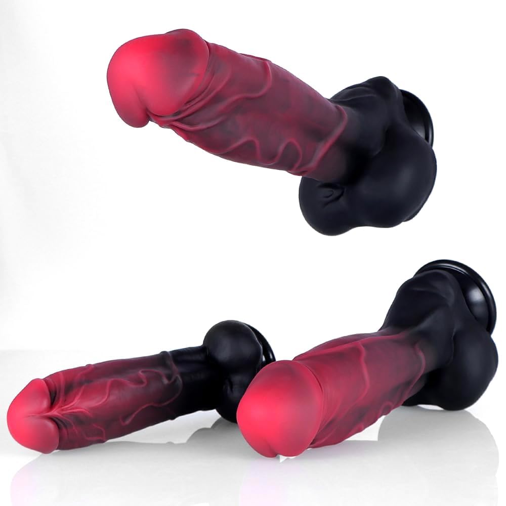 Dildo XXL 4 Misure Dildo Gigante Spesso con Ventosa Forte Plug Anale Dildo Anale Grande, Dildo in Silicone Giocattolo Sessuale for Donne e Uomini(L)