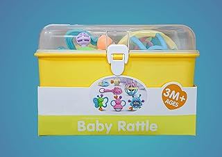 شخشيخة ألعاب أطفال، صندوق مكون من 7 قطع، متعدد الألوان، أشكال متنوعة