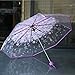 Produktbild FEICHENG Mode Transparenter Klarer Regenschirm Sakura Regenschirm Regen Frauen Romantischer Faltkirsch Regenschirm Klarer Blumenschirm, 02