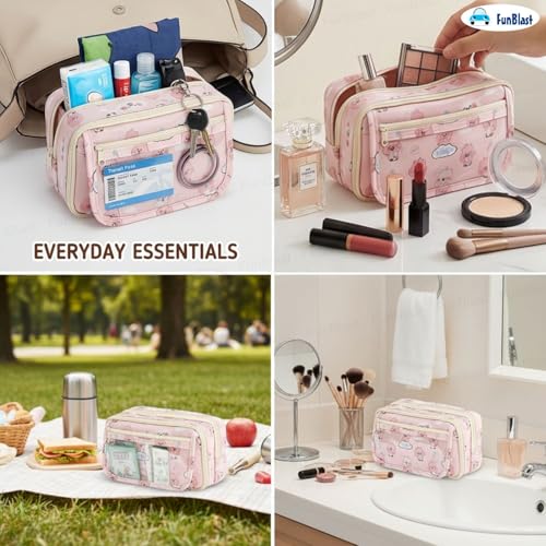 Image of FunBlast Pencil Pouch for Girls- Kawaii Pencil Pouch, Aesthetic Pencil Case Organizer, Large Capacity Stationary Organizer Case, Multipurpose Zipper Pouch for Kids & Adults (E)