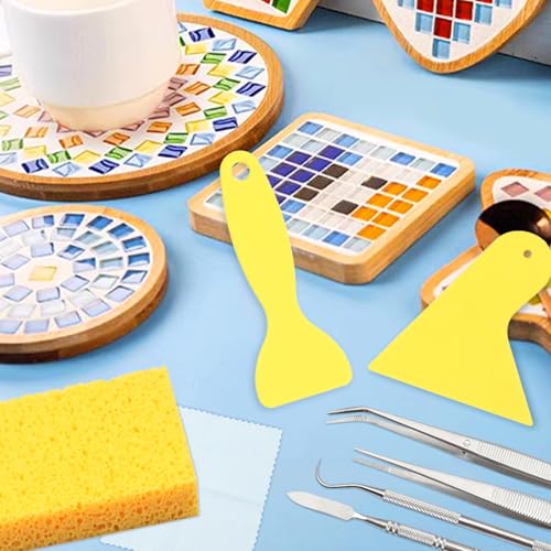 SPEEDWOX 9PCS Mosaic Tools and Supplies Beginners Set 2 Scrapers 2 Tweezers 1 Double-Ended Hook 1 Spatula 1 Sponge 1 Cleaning Cloth 1 Zippered Waterproof Bag Mosaic Making Kit by SPEEDWOX - Image 7