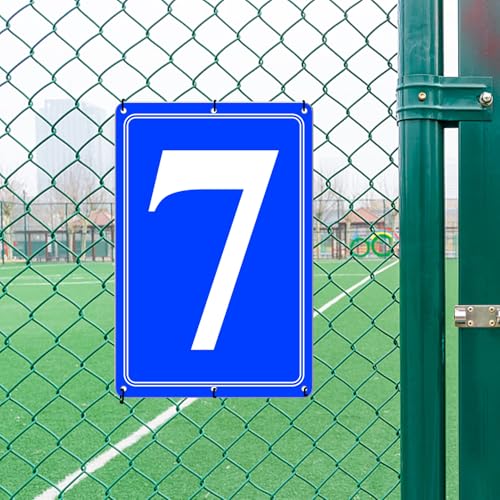 Image of Premium Aluminum Number Signs 7, Metal 12 inch X 8 inch Blue Numbered Signs Outdoor for Parking Lots, Floor, Dock, Court, Aisle, Field, High Visibility, No Fade, Weather-resistant