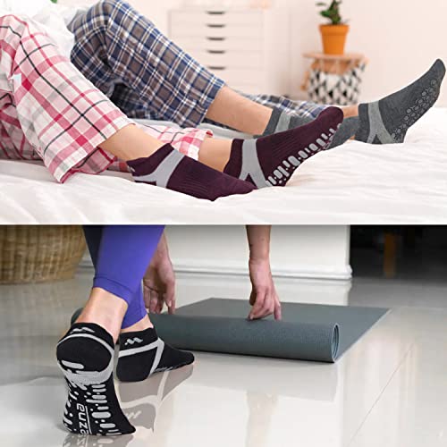 Image of Muezna Non Slip Yoga Socks for Women, Anti-Skid Pilates, Barre, Hospital Socks with Grips, Size 5-10