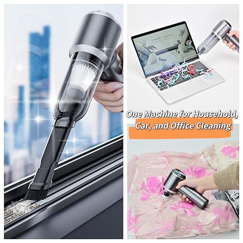 Image of Sharperlife Portable Handheld Vacuum Cordless Cleaner, Rechargeable with 15000Pa Strong Suction for Car, Home and Camping, 30mins Runtime, Lightweight, Eco-Friendly Packaging