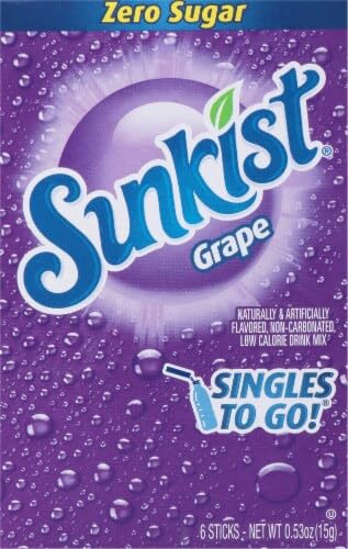 Sunkist Grape Soda Singles To Go Drink Mix, Zero Sugar, 1 Pack