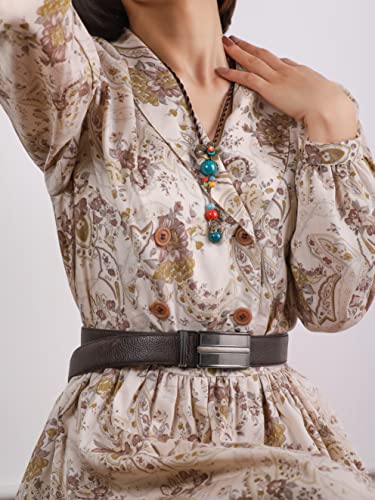 Minachi Bohemian Flower Colorful Ceramic Beads Lariat Necklace, Tricolor Beaded Jewelry, Gifts For Women And Girls (2) #TOP6