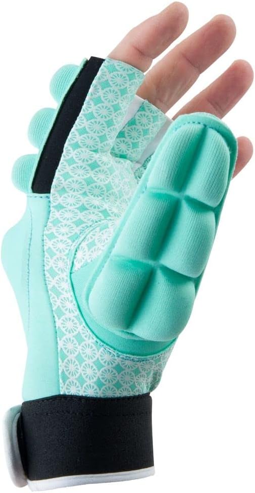 The Indian Maharadja Shell Foam Half Finger Full Thumb Field Hockey Glove - Mint (Medium) (Medium)