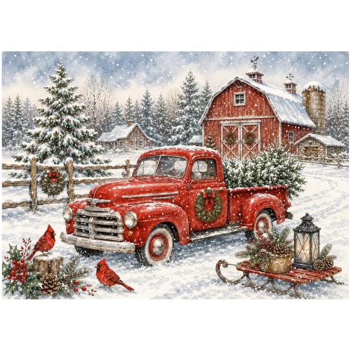 Image of Christmas Stove Top Cover for Electric Stove, 20x28 In Red Truck Stove Covers Winter Xmas Stove Mat Snow Heat Resist Gas Range Mat Induction Kitchen Decor Cooktop Protector Pad