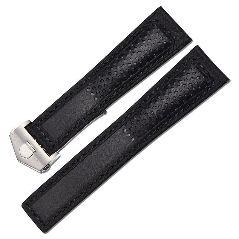 XMKT Pasek z prawdziwej skóry 22 mm do paska Tag Heuer F1 czerwone szwy Zegarki na rękę Składany pasek z klamrą Bransoletka Skórzany zegarek