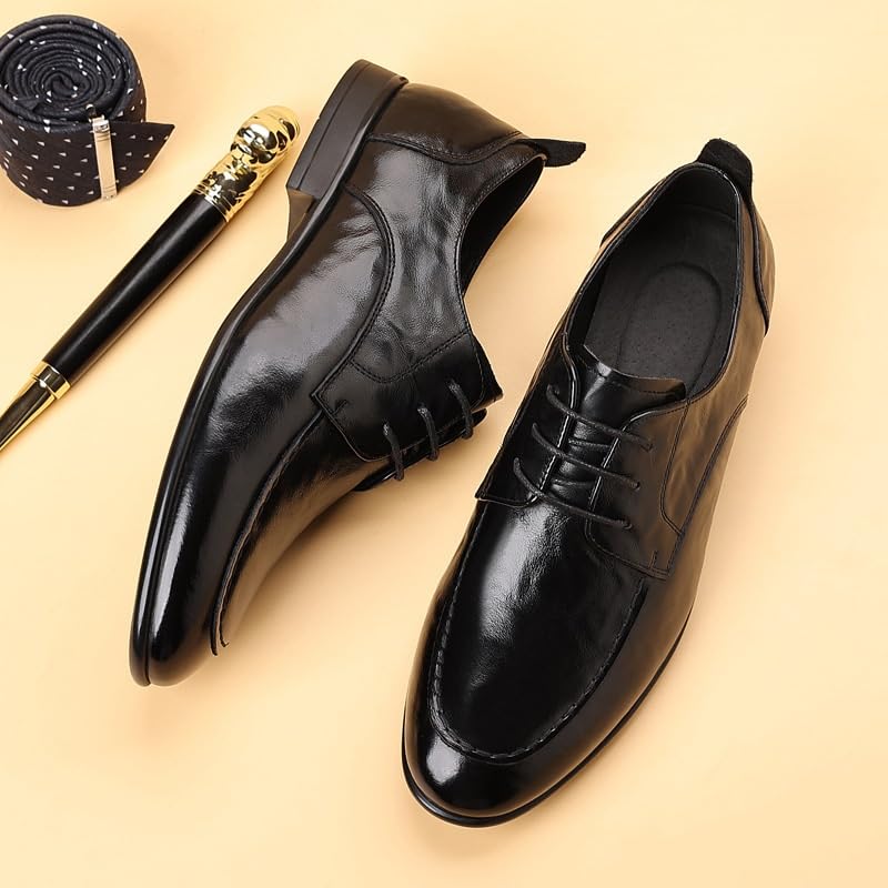 Men's Classic Patent Leather Oxfords Shoes Mens Breathable Pointed Toe Lace Up Casual Dress Shoes3