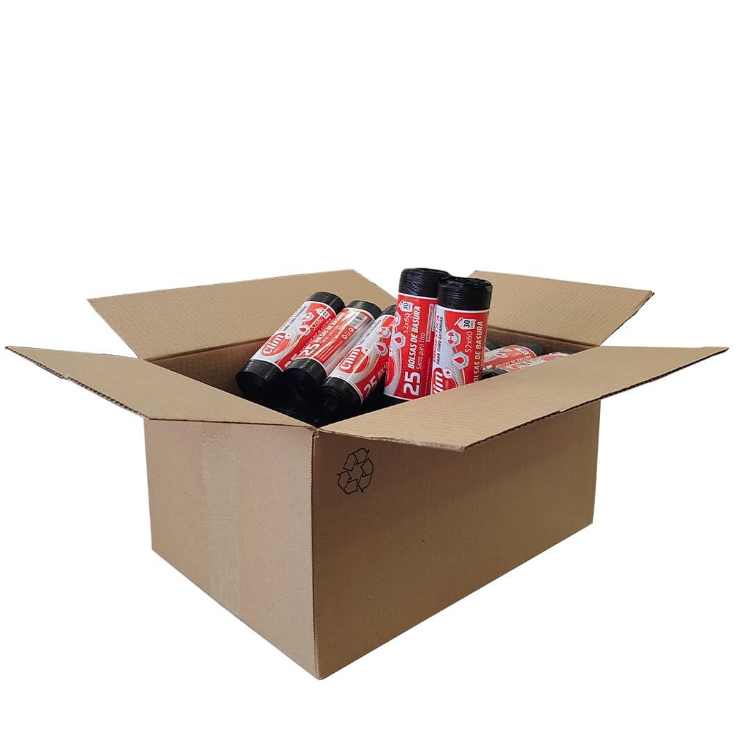 Clim Profesional 1250 Bolsas de Basura para Papelera de Oficina. 50 Rollos de 30 Litros Negras con Sistema Antigoteo y Refuerzo Especial. Sin Autocierre.