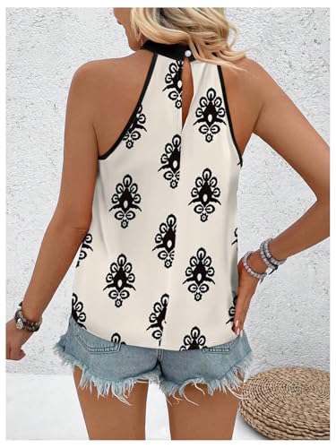 Image of RoseSeek Women's Tropical Paisley Halter Blouse Boho Shirt Vacation Tops | Polka Dots Print, Halter Tops, Summer Tops, Going Out Tops, Beach, Dressy Tops, Boho Blouses
