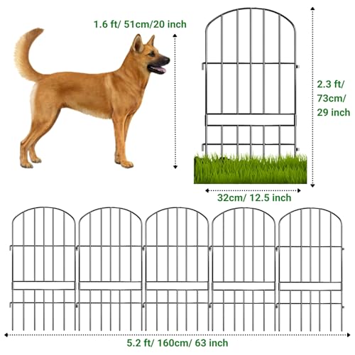Image of ecofynd (2.3ft H X 5.2ft L) Decorative Garden Fence, 5 Pack Dig Fence Animal Barrier for Dog, Arched Flower Bed Edging, Wire Border Panel for Dogs, Rabbits, Landscape Patio Yard Outdoor Decor, GF7