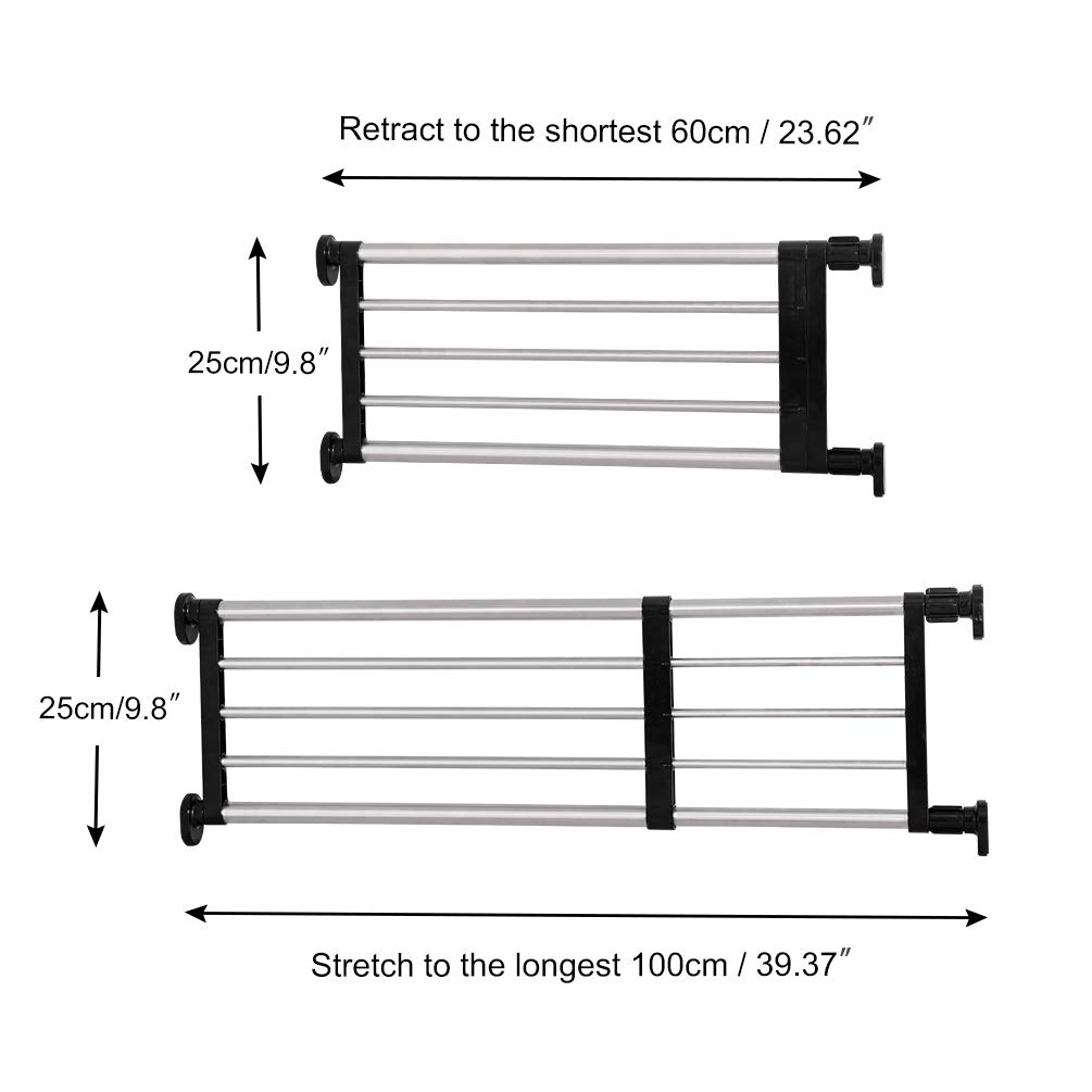 BAOYOUNI Étagère de Placard Telescopique en Métal Etagere de Rangement Réglable sans Perçage Organiseurs de Armoire Separateur Stockage Rack pour Cuisine, Salle de Bain, Chambre 60-100cm, Noir