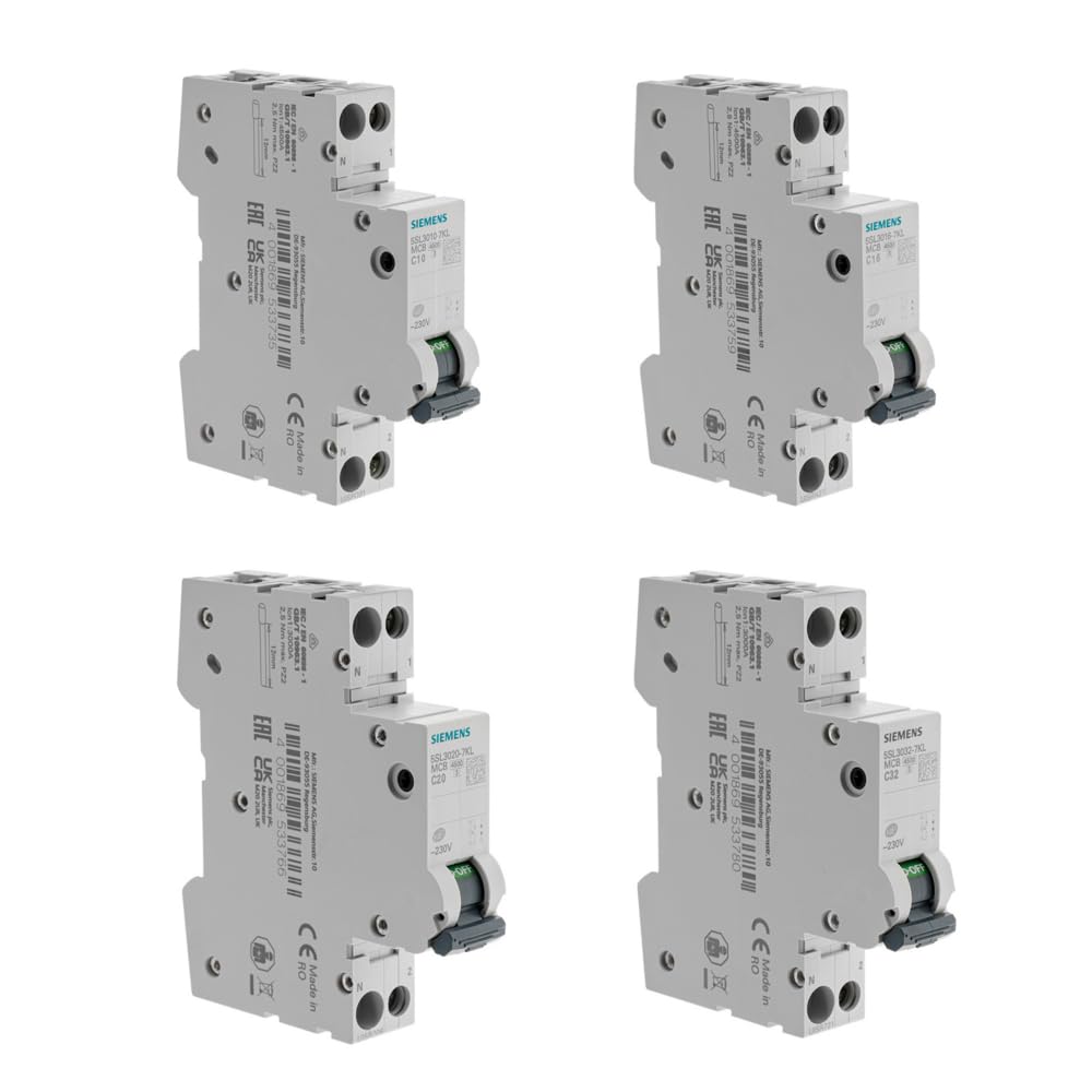 SIEMENS - Lot De 8 Disjoncteurs Modulaires Ph+N –2×10A, 3×16A, 2×20A, 1x32A