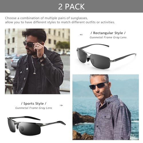 SUNGAIT Ultra Lightweight Rectangular Men’s Sunglasses and Sport Sunglasses Metal Frame3