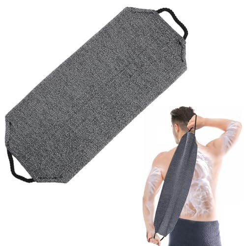 Esponja Exfoliante para la Espalda de Doble Cara con Asas, para Limpieza Profunda y Exfoliación, Herramienta de Baño para Eliminar Suciedad y Piel Muerta, Apta para Todo Tipo de Piel, 46 x 20 cm