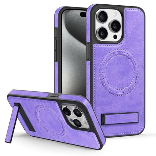 Étui pour iPhone 12 Pro Max violet housse cuir à rabat 6,7 pouces avec support aimanté