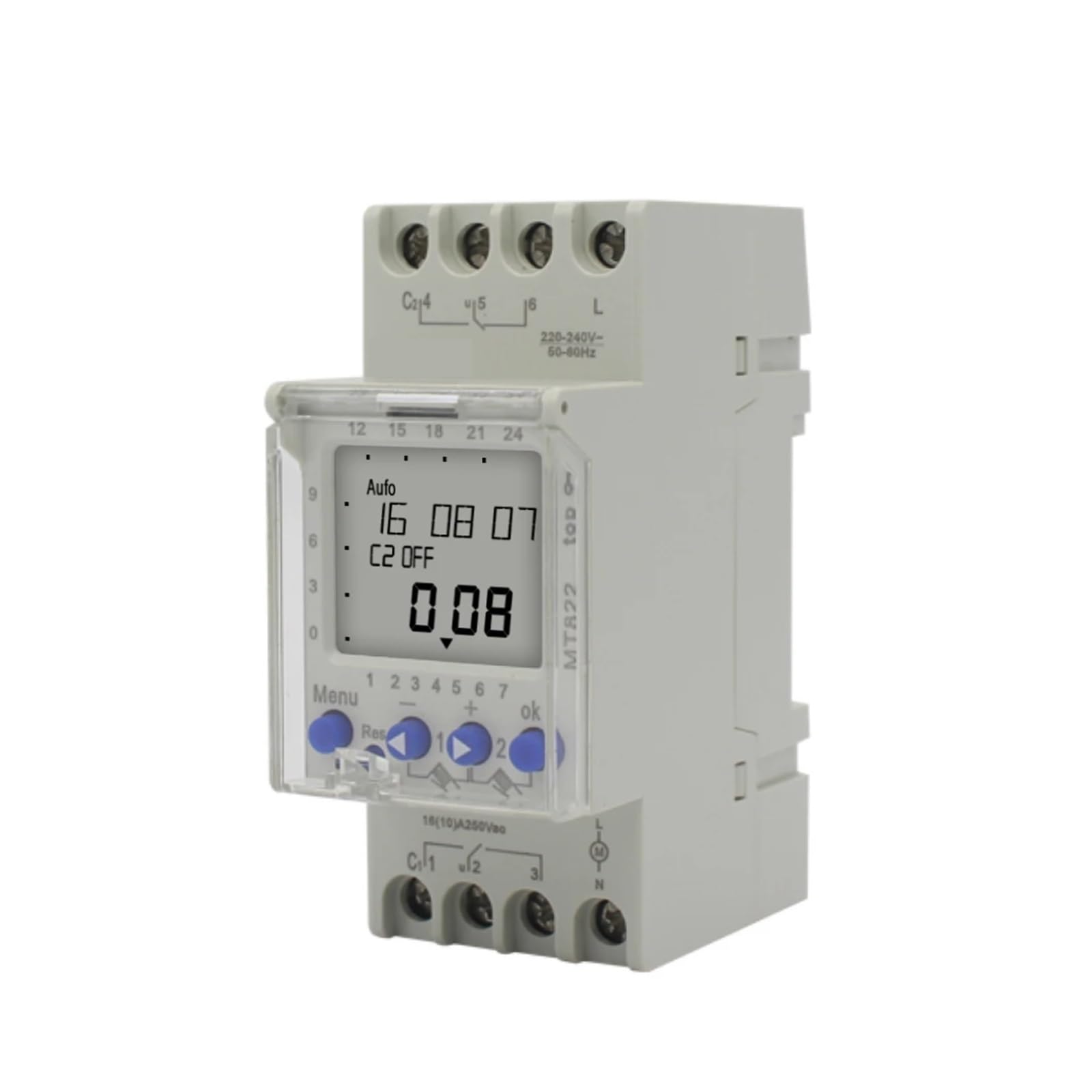 Interruttore Timer Digitale Multifunzione a 2 canali con Display LCD e Ciclo di 7 Giorni, 250 V CA