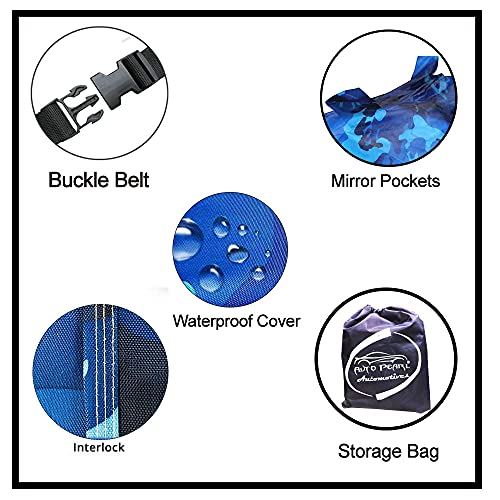 Image of Auto Pearl Ocean Blue Water Proof Bike Body Cover with Mirror Pockets, Buckle Belt, Carry Bag Compatible with Aviator