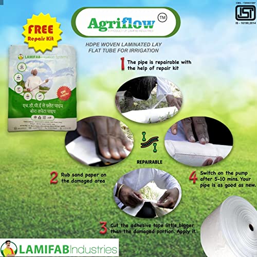 Image of Agriflow ISI HDPE Laminated Lay Flat Pipe | 30 Meter Rain Hose | 2 Inch | 0.56 mm Thick | Polyethylene Woven Lapeta Pipe for Agricultural Irrigation, White