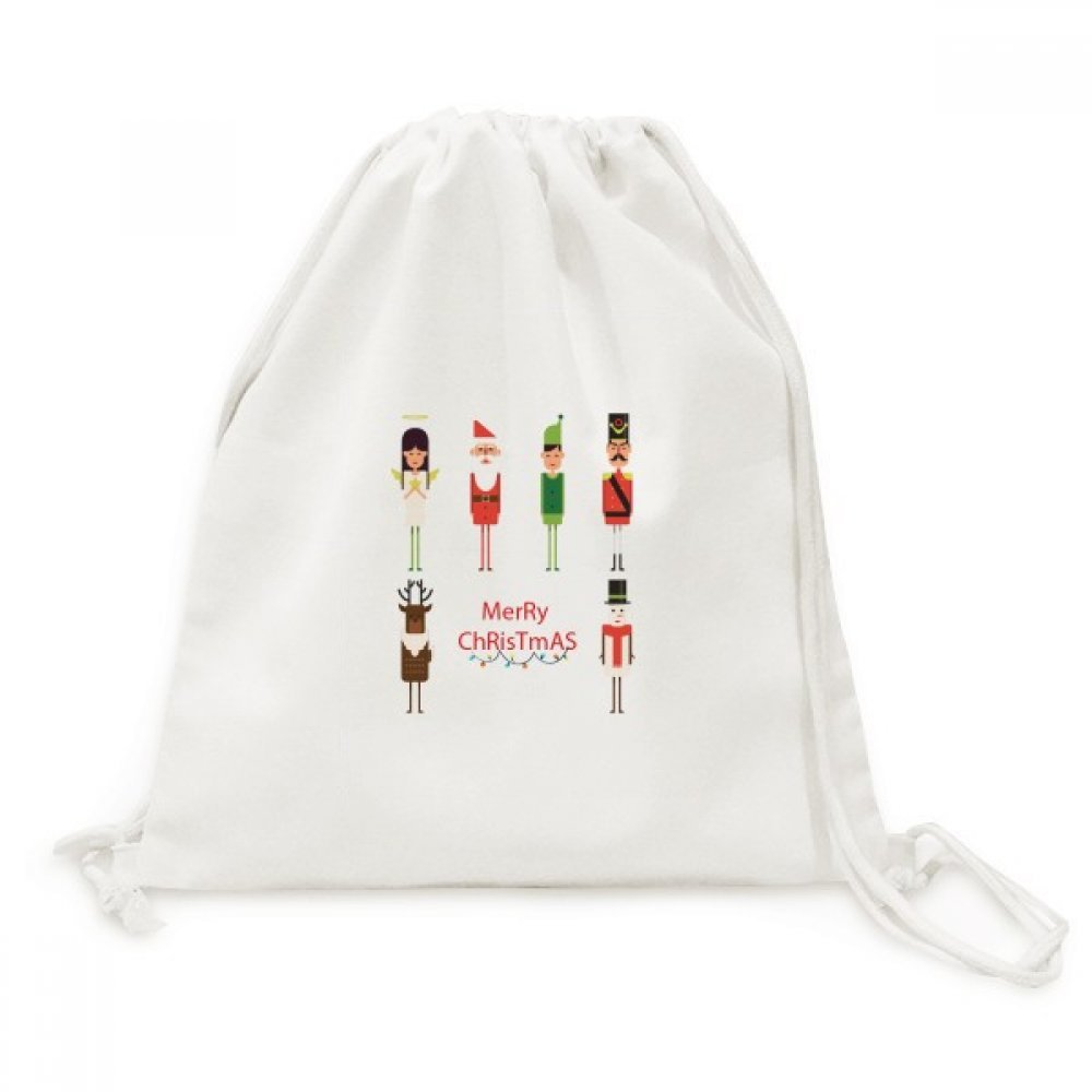 Toile Drawstring Backpack Joyeux Noël Sac de Voyage à Cordon Illustration - 5