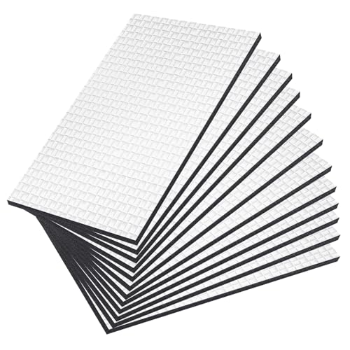 xuefenfei 12 Pièces Isolant Phonique Voiture, Tapis D'isolation Acoustique, Isolant Thermique et Phonique Voiture, pour Étanche, Ignifuge, Moteur, Porte,...