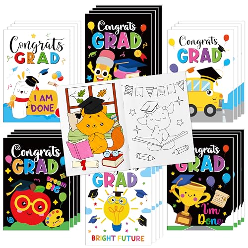 Image of Bulk Graduation Coloring Books - 24 Pcs Kindergarten Graduate Mini DIY Books for Kid Preschool Congrats Grad Coloring Booklet for School Grad Ceremony Party Favor School Classroom Gift Goodies Stuffer