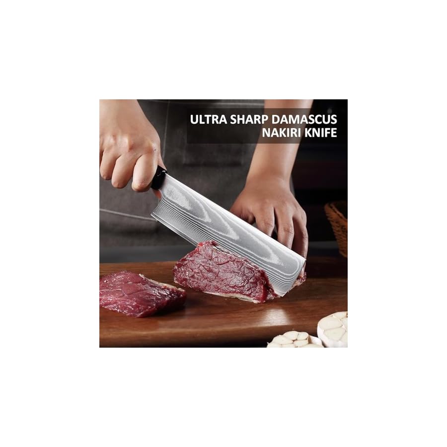 PICKWILL Damascus Knife Set 3-Piece,Damascus Kitchen Knife Set with 67 Layers Damascus Steel Kitchen Knife,Ultra Sharp Japanese Knife Set with Ergonomic Ruby Ebony Handle