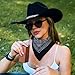 ONECOS 3Pcs Rhinestone Cowboy Hat for Women with Bandana, Heart Sunglasses Set, Wide Brim Cowgirl Hat for Western Disco Party (US, Alpha, Medium, Black)
