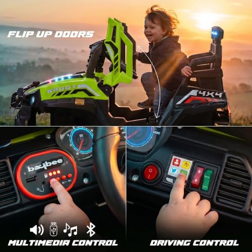 Image of Baybee Broot Electric Jeep for Kids with Parental Control | Baby Battery Operated Ride On Toy Car with 4x4 Motor, RGB Lights & Music | Rechargeable Battery Car for Kids 2-6 Years (Florescent Green)