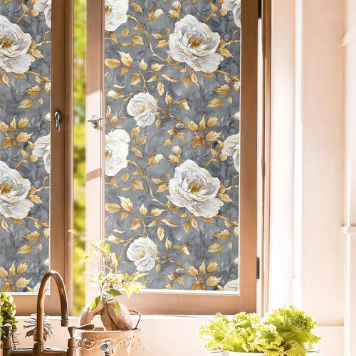 Vinilo decorativo para ventana 15.7x118 in gris y blanco miniatura 1