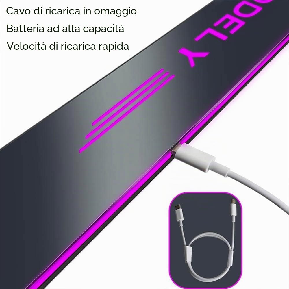 Battitacco per Tesla Model Y, 4 Pezzi, Protezioni per Battitacco, Induzione Magnetica, Luce LED, Barra Illuminata per Soglia Auto, Accessori Auto
