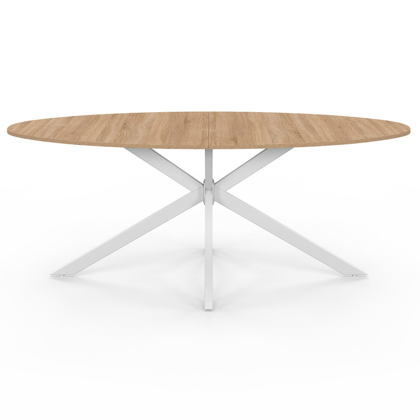 IDMarket - Table à Manger Ovale Alix 200 cm Pied araignée Bois et Blanc