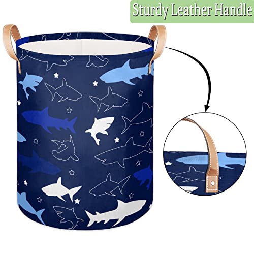 Shark Silhouette Blue 68L Collapsible Laundry Basket Large Laundry Hamper Foldable Storage Bins Laundry Basket Fabric Nursery Hampers For Toy Organizer Bathroom Bedroom Home Decor #TOP3