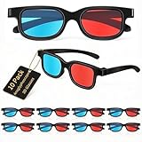 SHINEOFI 10Pcs Anaglyphoscope 3D Glasses with Red Blue Lens Lightweight Abs Frame Comfortable Fit for 3D Movies Gaming Video Display on TV Computer Monitor Projectors