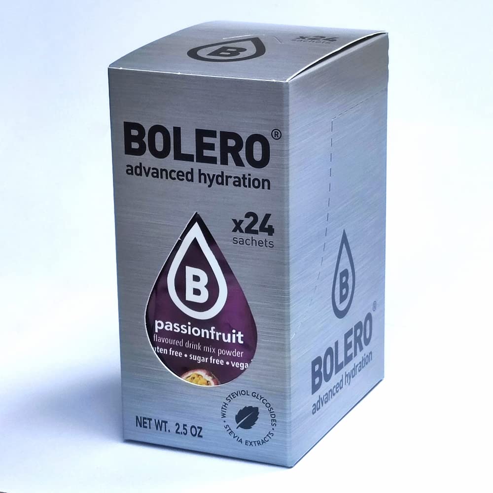 Bolero napój 24 saszetki 3 gr gramów kije owoce przygotowany proszek rozpuszczalny do świeżego napoju w wodzie produkt, 72 g słodzony stewii (Passionfruit)