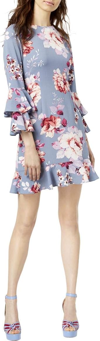 Jill Stuart Womens Tiered Sleeve Ruffled Dress, Pink, X-Small