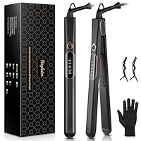 Hair Straighteners for Women, Haglater 2 in 1 Straightener and Curler Ceramic Plates Flat Iron with Adjustable Temperature LCD Display Straightening Styling Tool for Long Hair