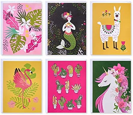 American Greetings Blank Cards with Envelopes for All Occasions, Unicorn, Floral, and Mermaids (48-Count)