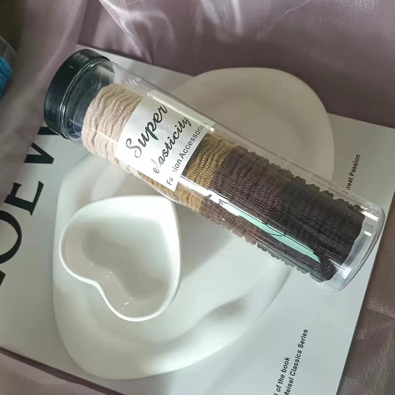 20pcs canned patterned multi-color elastic hair bands thick seamless hair bands, damage-free soft ponytail clip hair accessories