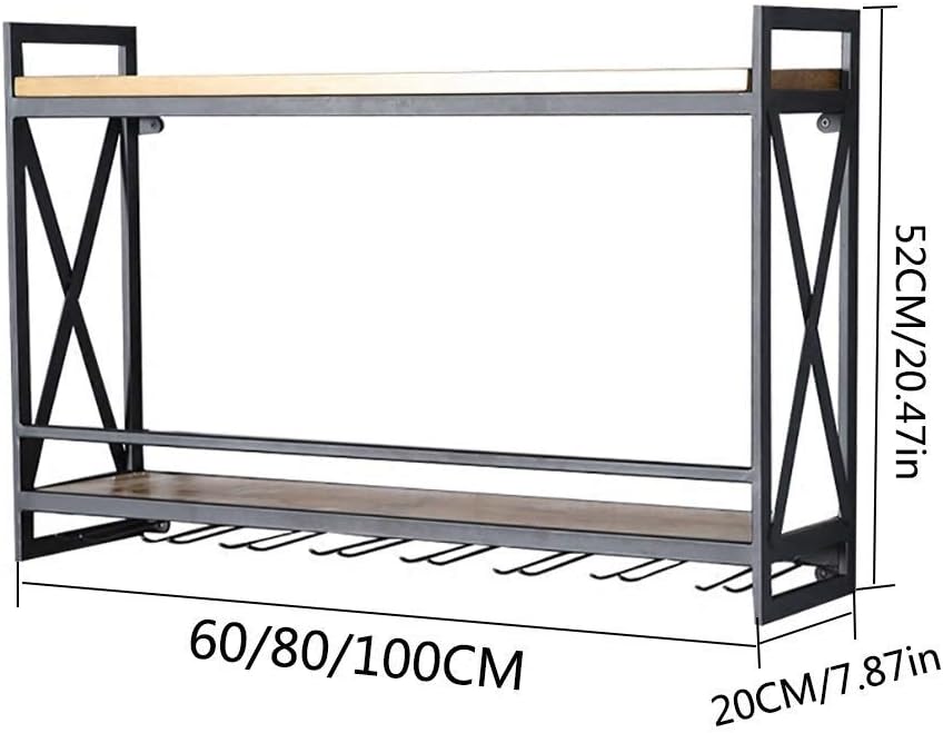 Industrial Wall-Mounted Wine Racks Iron Metal Wine Bottle Racks and Wine Racks Solid Wood Home and Kitchen Decorative Bottles Racks Glass Wine Racks HJ