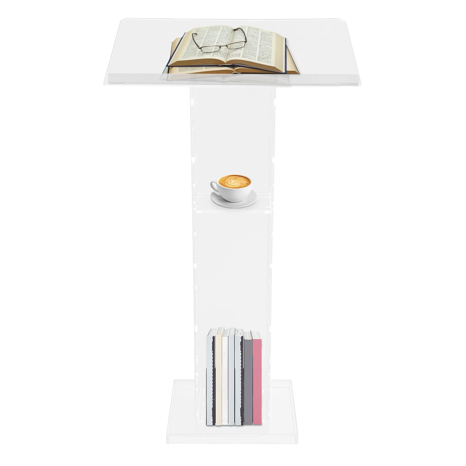 Pupitre en acrylique transparent Podium Bureau Chambre, Pupitre transparent pour salle de classe, table de conférence professionnelle en chaire 60 x 40 x 110 cm